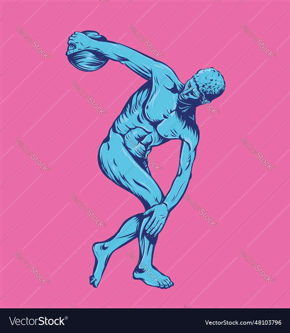 Ancient Greek Sculpture Discobolus On Pink Vector Image 6754