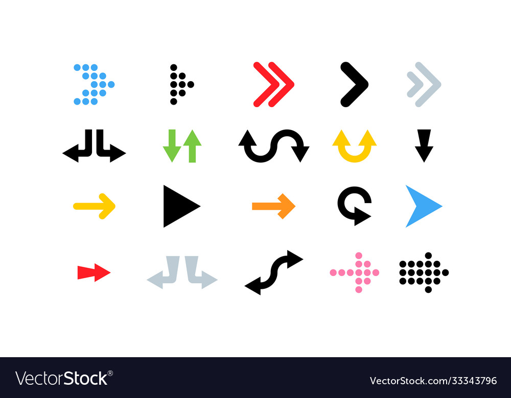 Arrow arrows icons collection black Royalty Free Vector