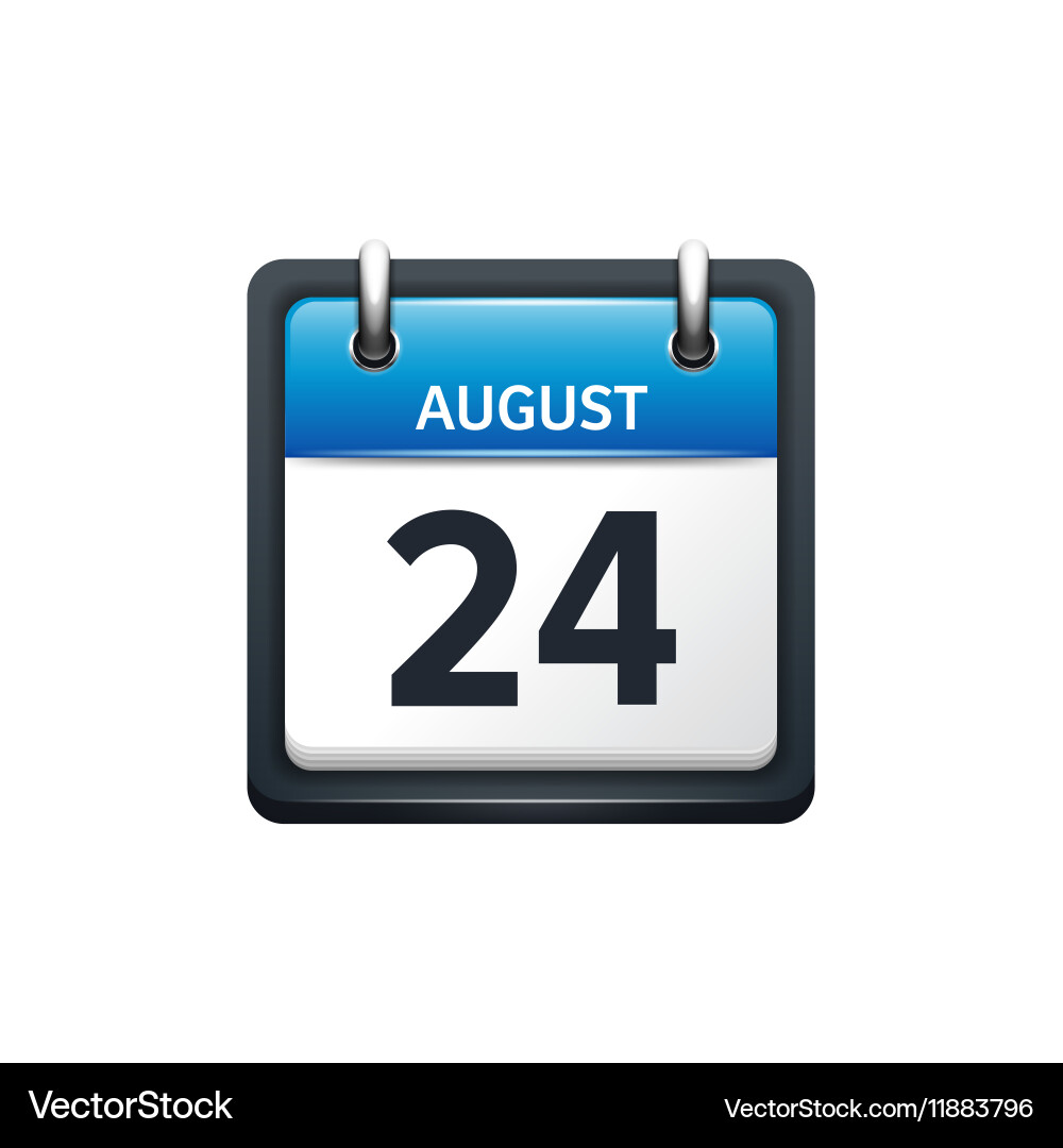 August 24 calendar icon flat Royalty Free Vector Image