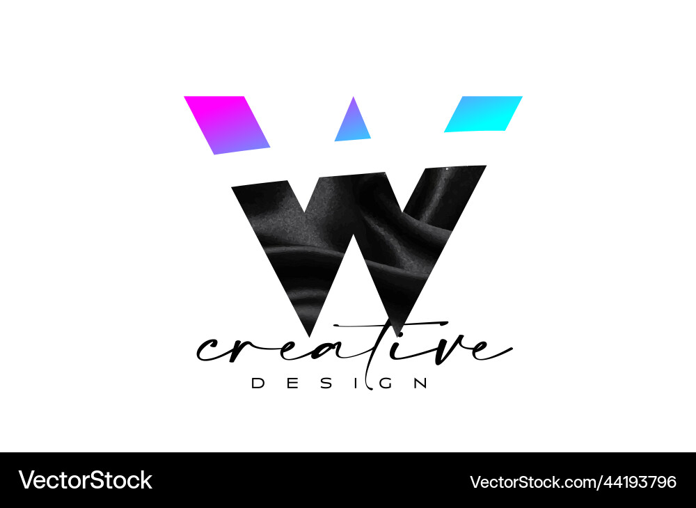 Black silk letter w logo design with textile Vector Image