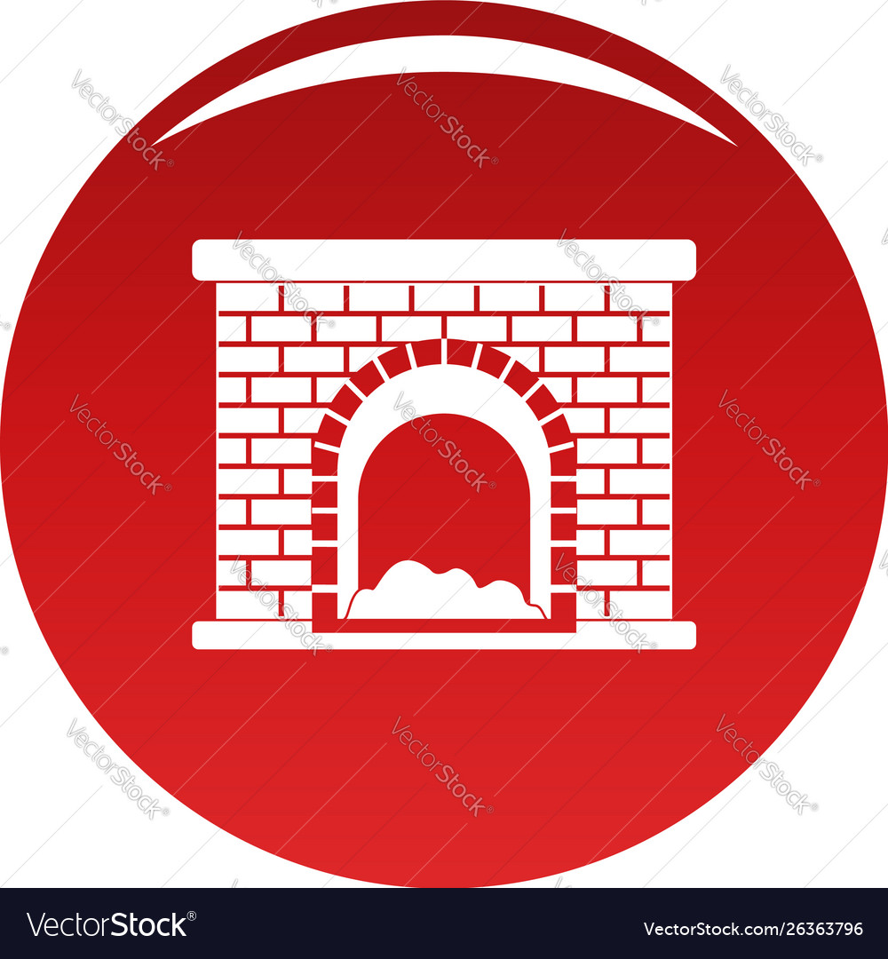 Brick Fireplace Icon Red Royalty Free Vector Image