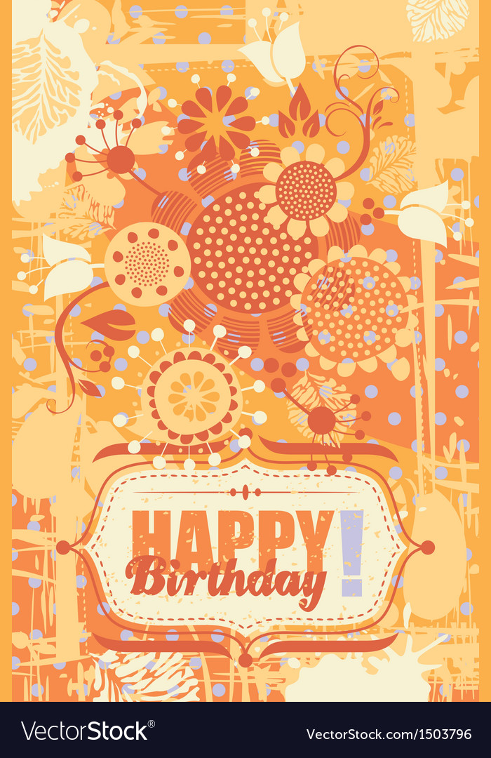 Floral Birthday Greeting Card Royalty Free Vector Image