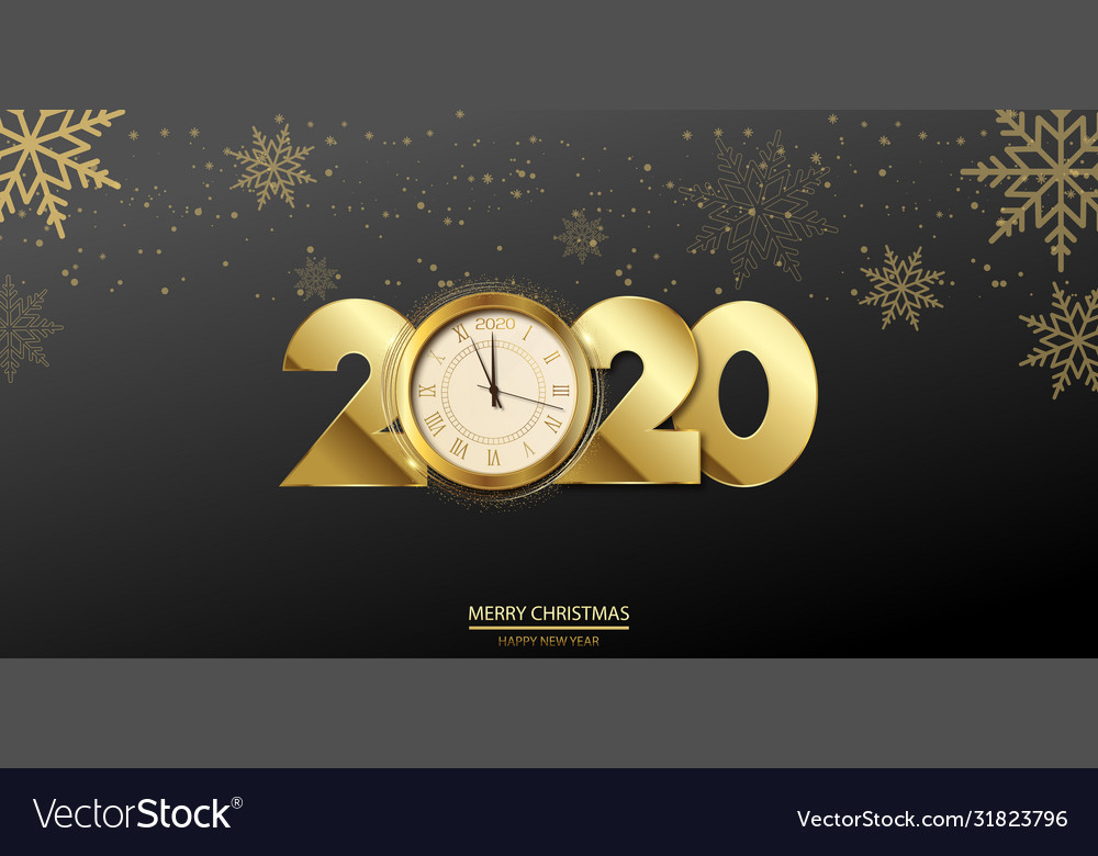 Happy 2020 year card with golden text