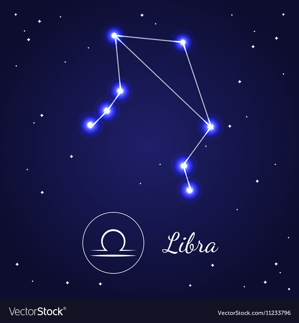 Libra zodiac sign stars on the cosmic sky Vector Image