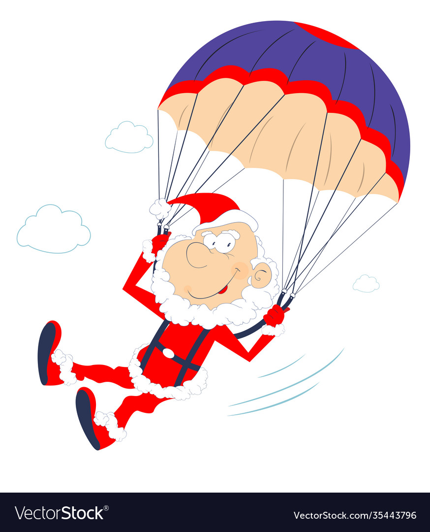 Merry christmas santa claus skydiver