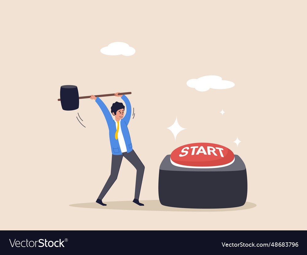 Motivation concept push start button to new