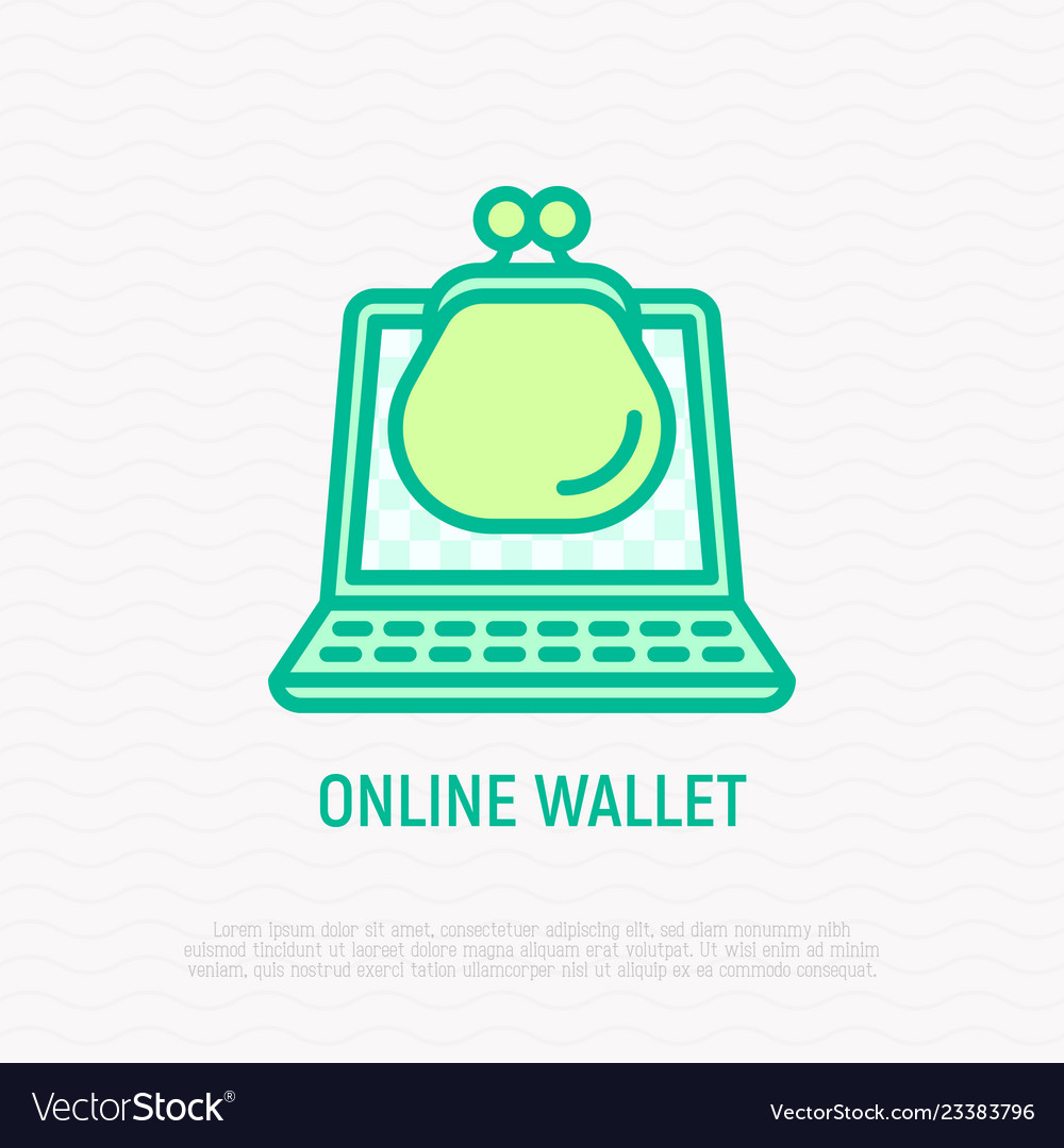 Online wallet app thin line icon