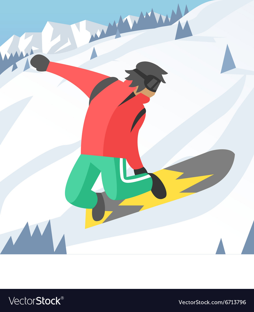 Snowboarder jumping pose on winter outdoor Vector Image