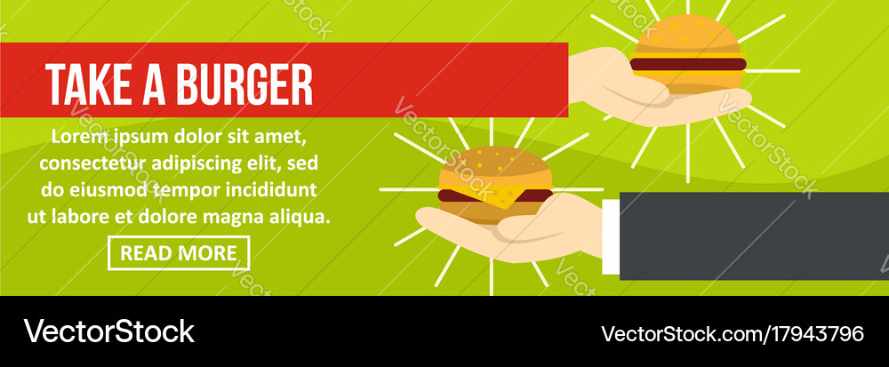 Take A Burger Banner Horizontal Concept Royalty Free Vector