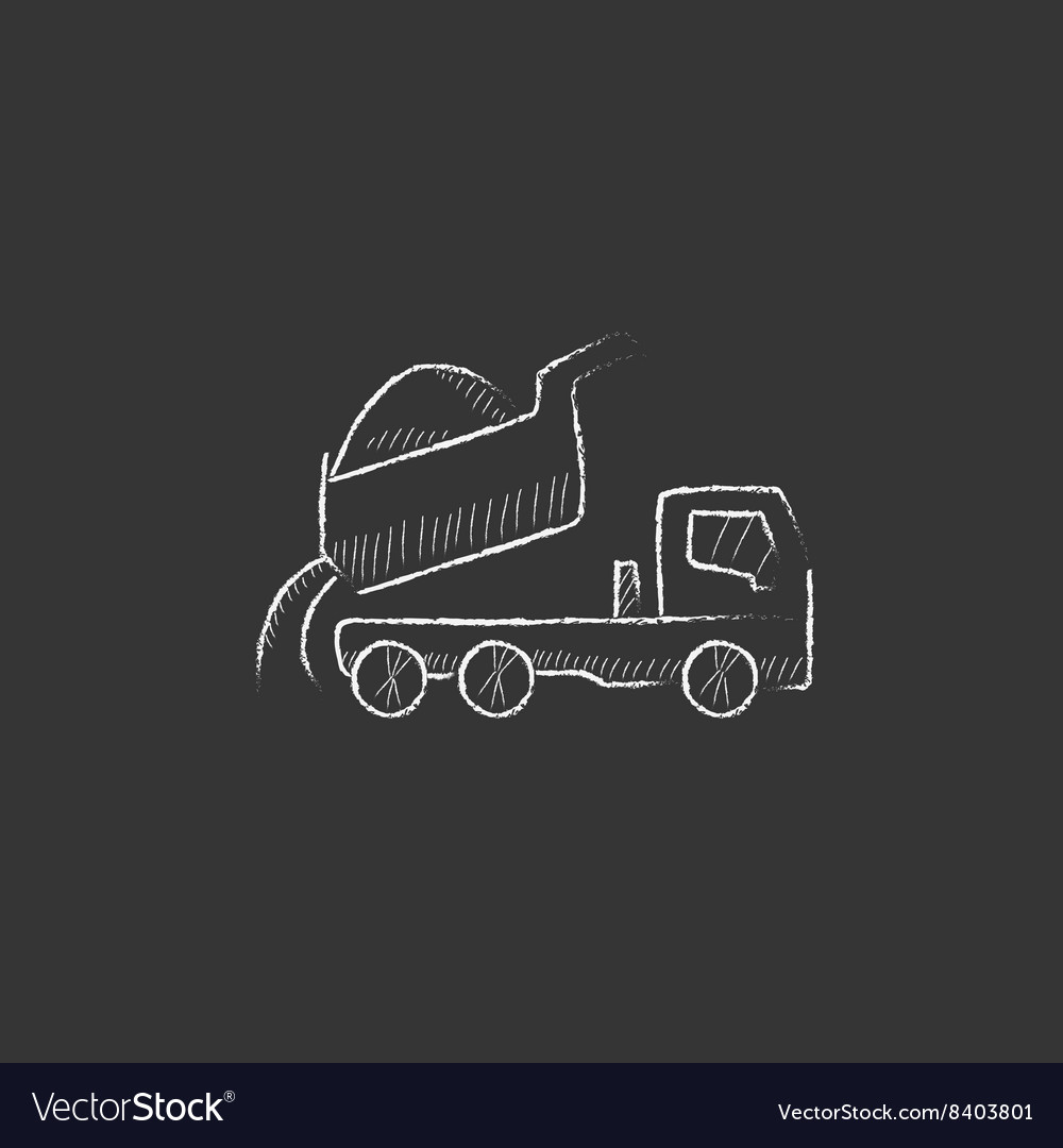 Dump truck drawn in chalk icon