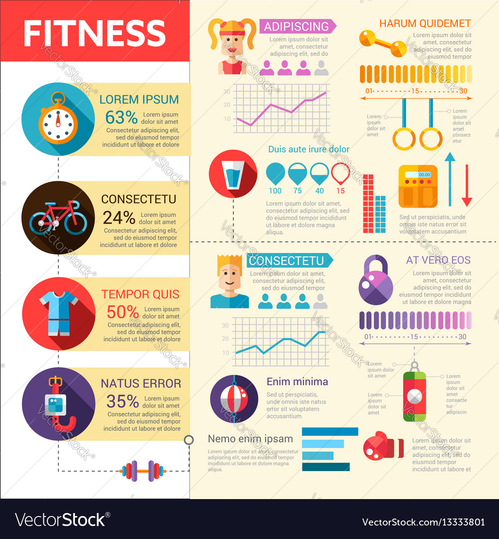 Fitness - flat design template Royalty Free Vector Image