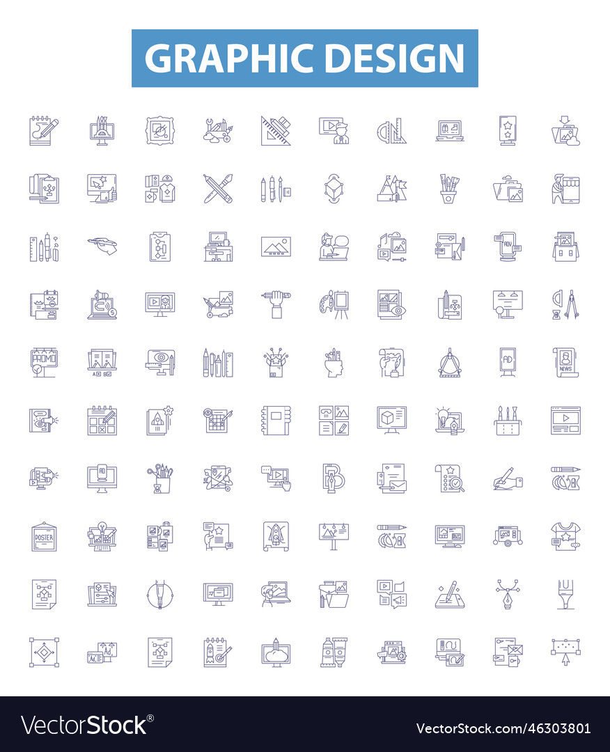 Graphic design line icons signs set drawing