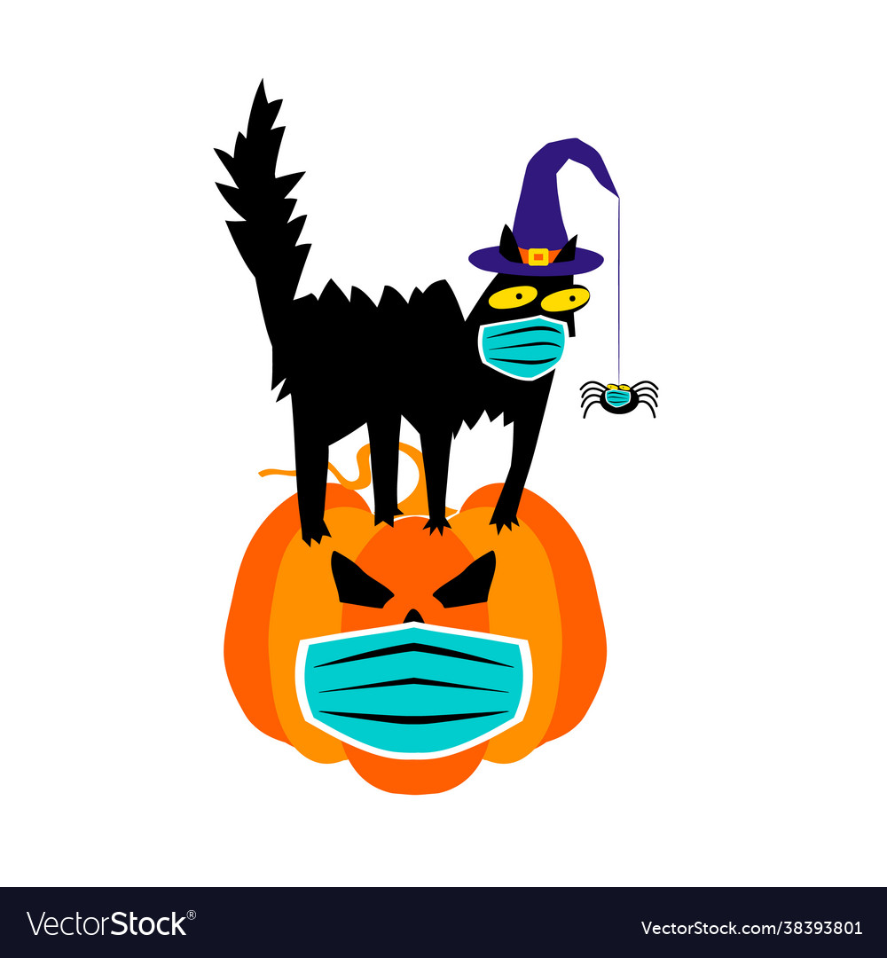 Halloween in coronavirus pandemic Royalty Free Vector Image