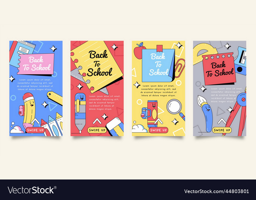 Hand drawn back school design instagram stories