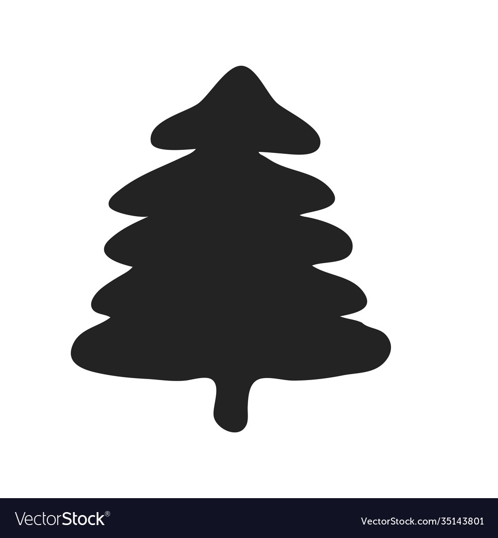 Hand drawn icon cartoon pine christmas tree