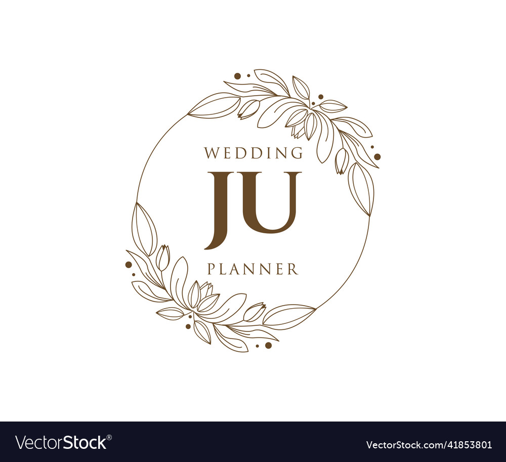 Ju initials letter wedding monogram logos Vector Image