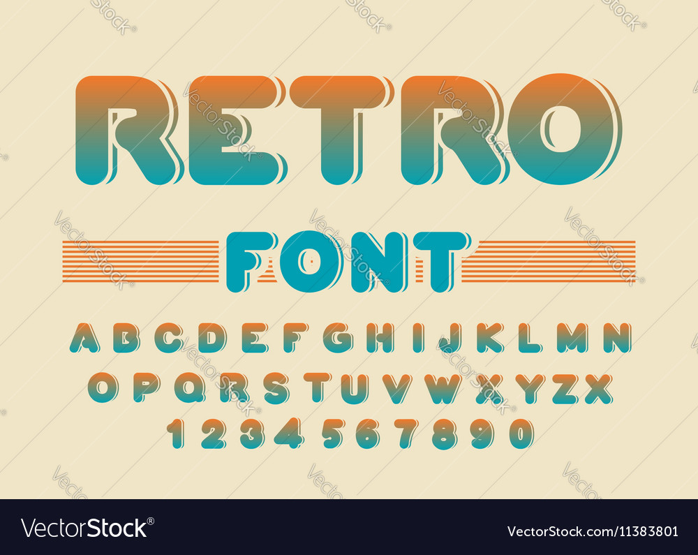 Retro font Vintage rounded alphabet Disco alphabet