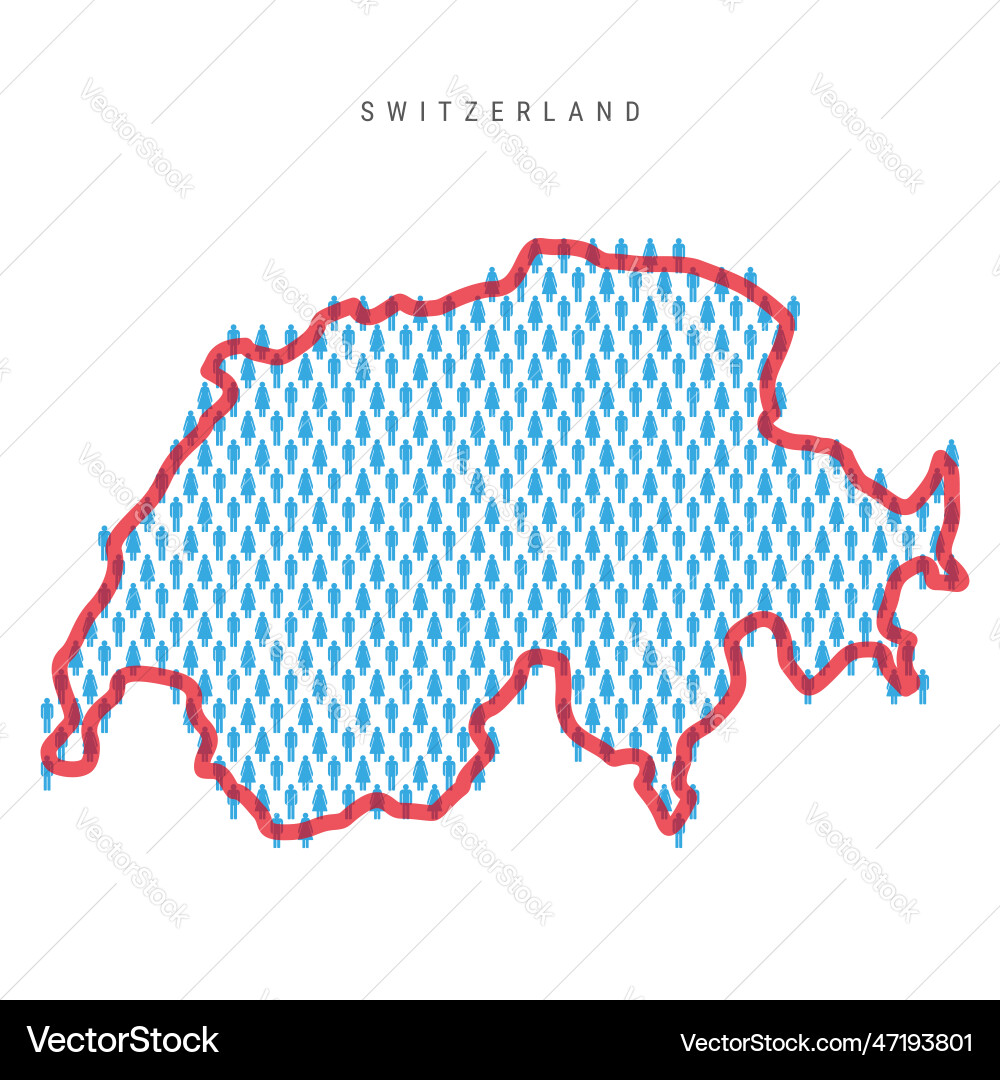 Switzerland population map stick figures swiss Vector Image