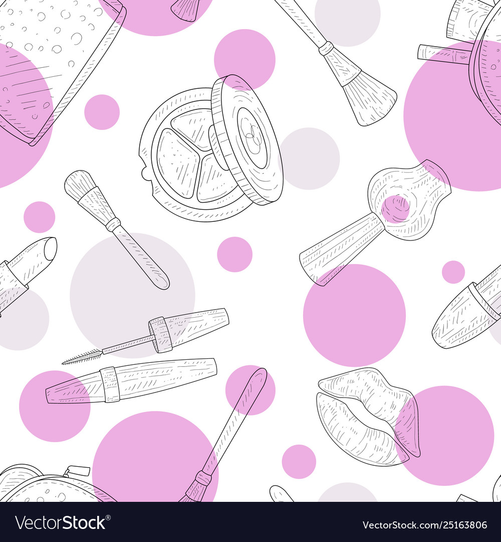 Beauty salon seamless pattern cosmetics