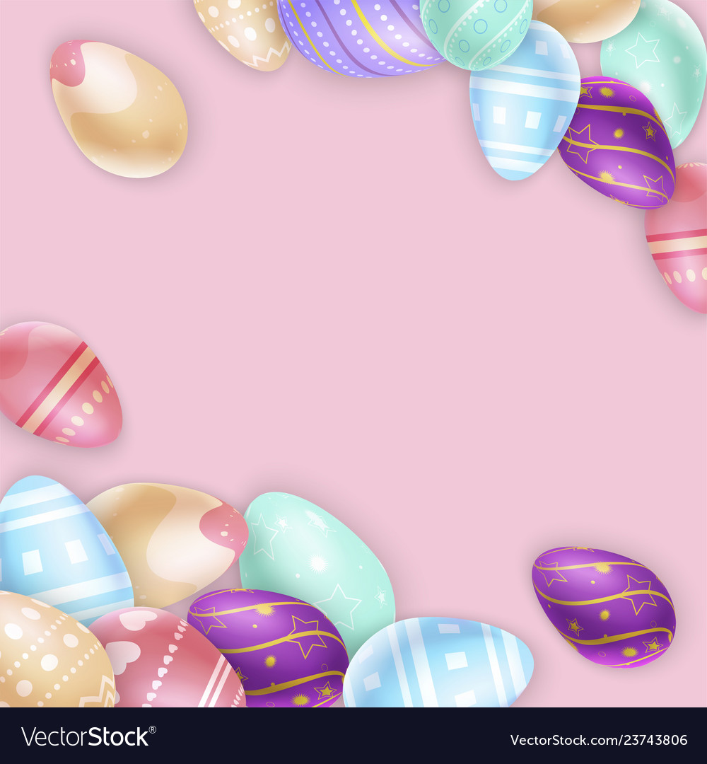 Bunch of colored easter eggs Royalty Free Vector Image