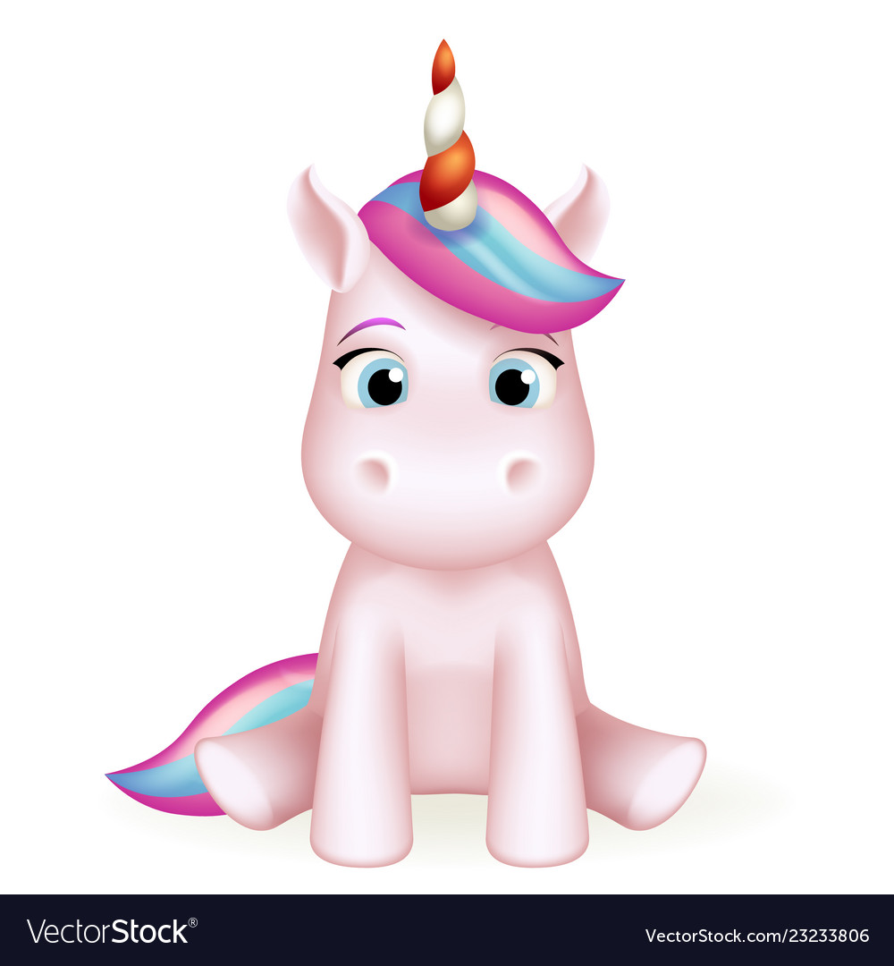 Download Cartoon unicorn 3d cute toy character design Vector Image