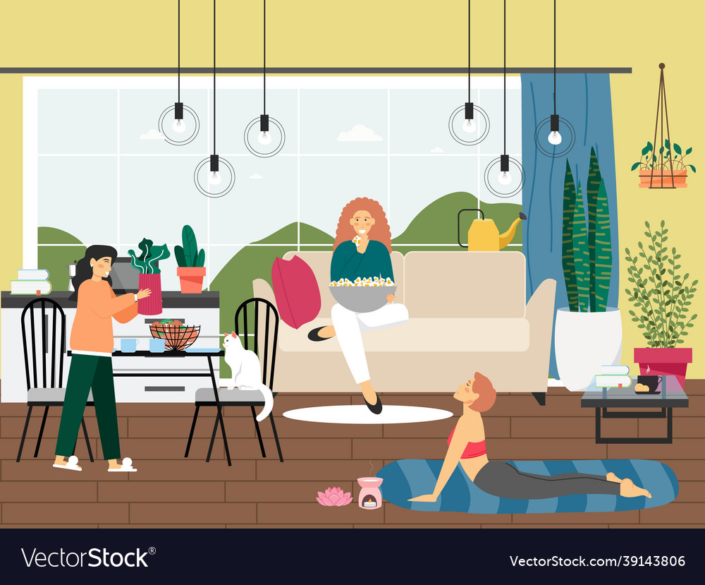 Family spending time at home flat