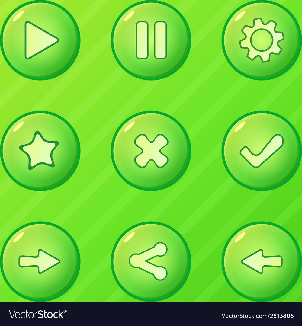 Green Game Ui Set Of Buttons For Mobile Game Vector Image