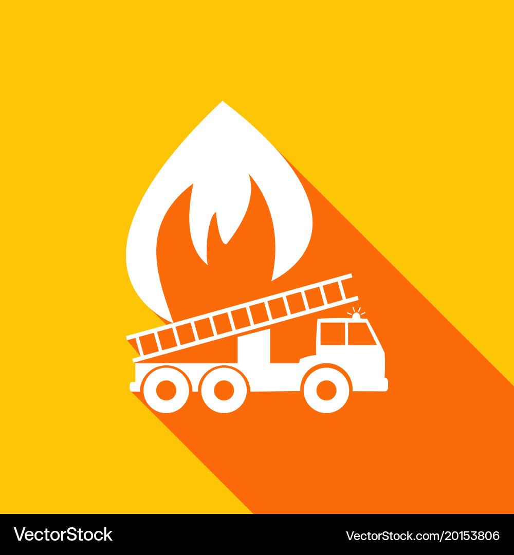 Icon fire engine with a long shadow Royalty Free Vector