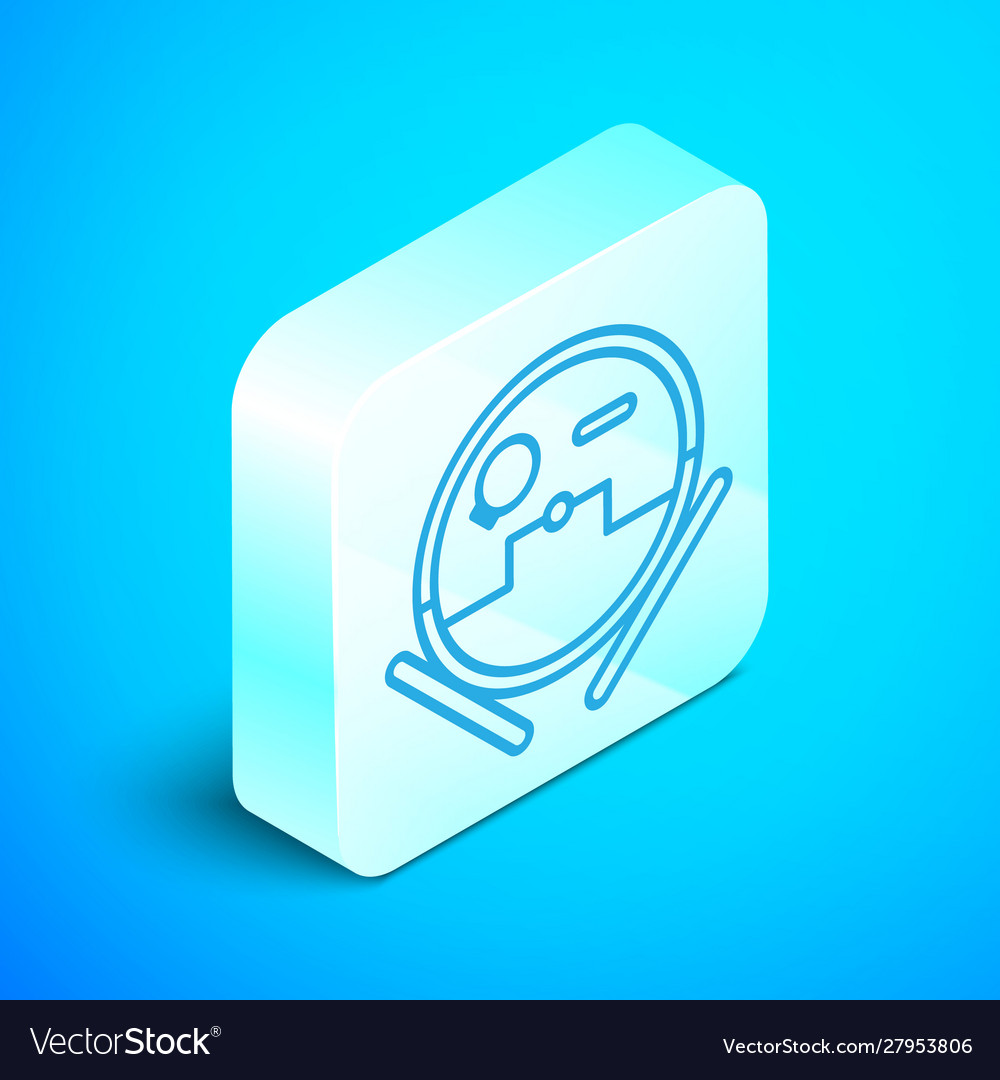 Isometric line robot vacuum cleaner icon isolated