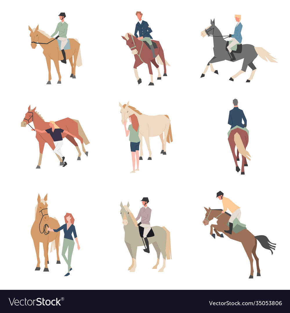 People on horseback a rider horse Royalty Free Vector Image