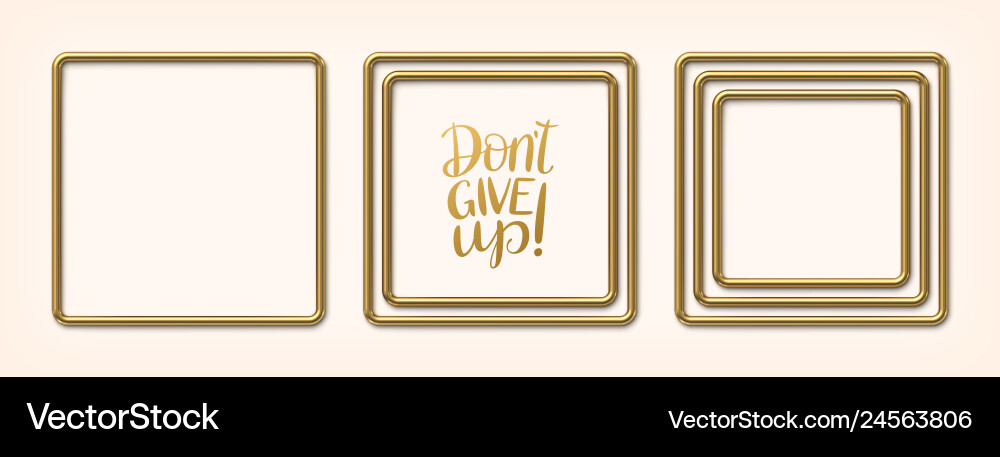 Set golden square frames Royalty Free Vector Image