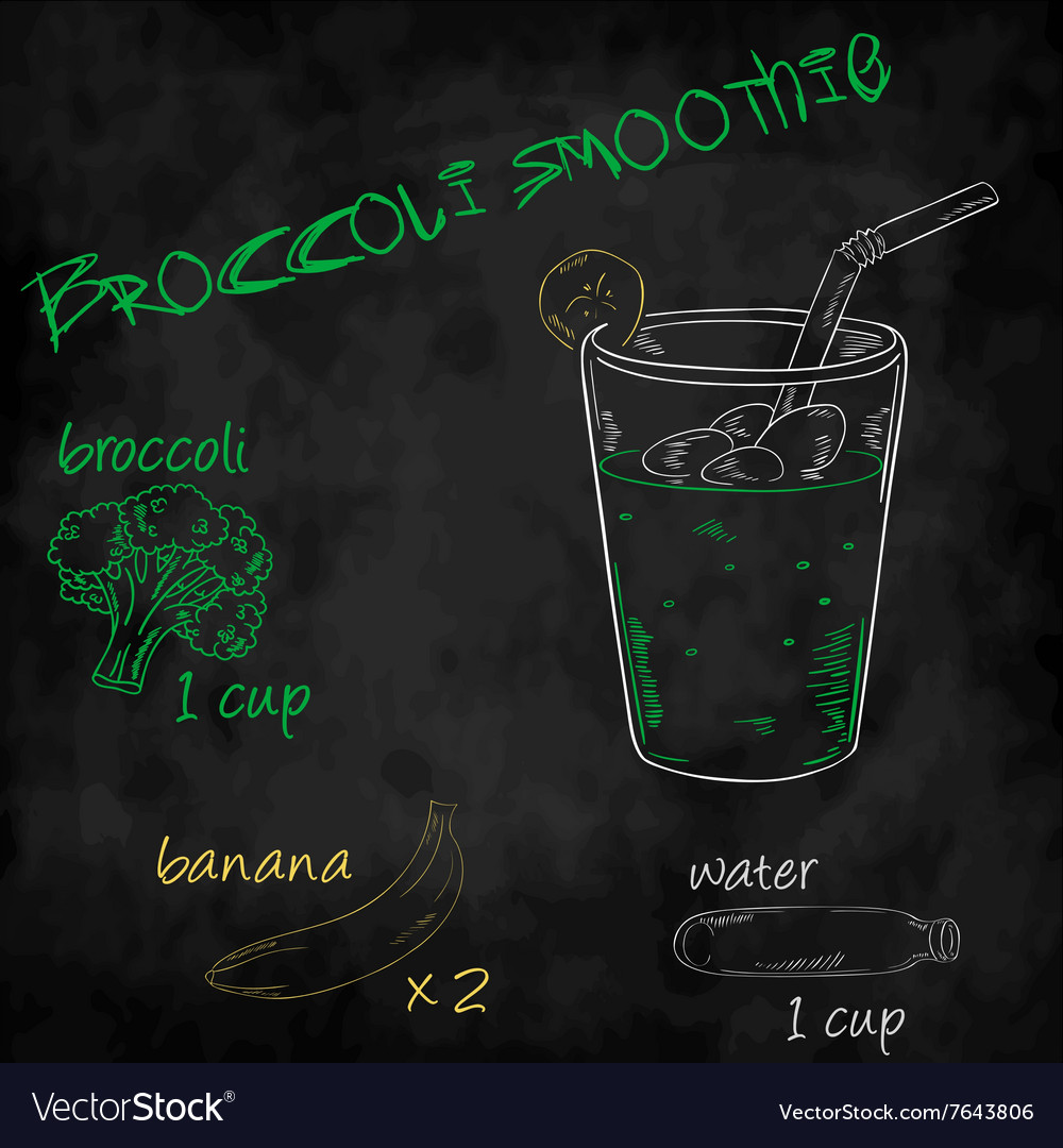 Vegetables smoothie with ingredients list broccoli