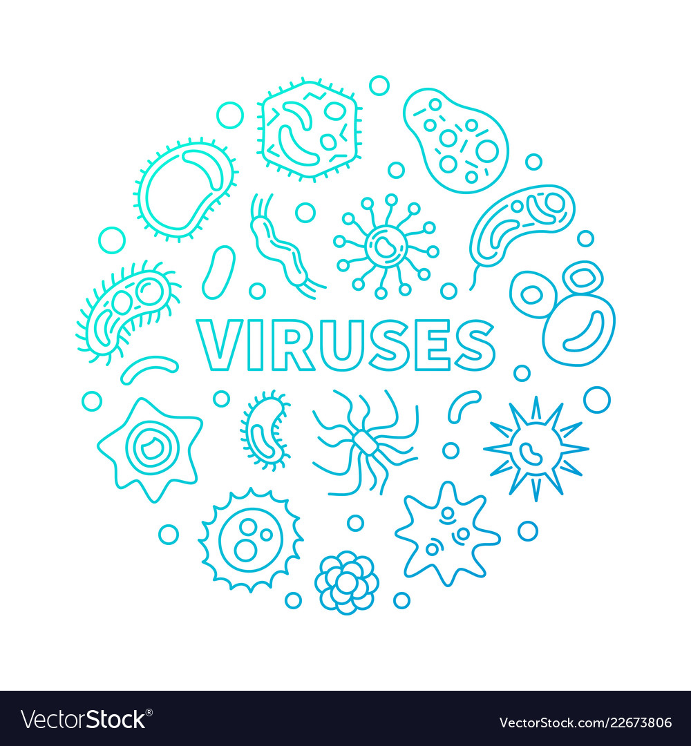 Viruses round blue in outline