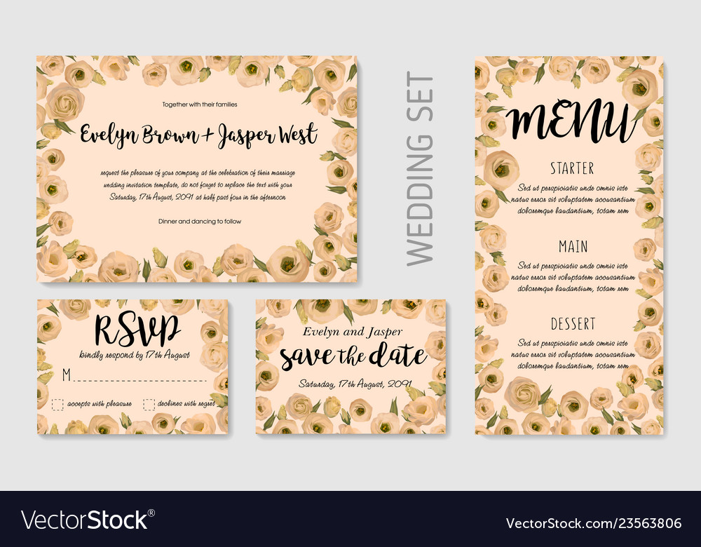 Wedding invitation set floral invite thank you