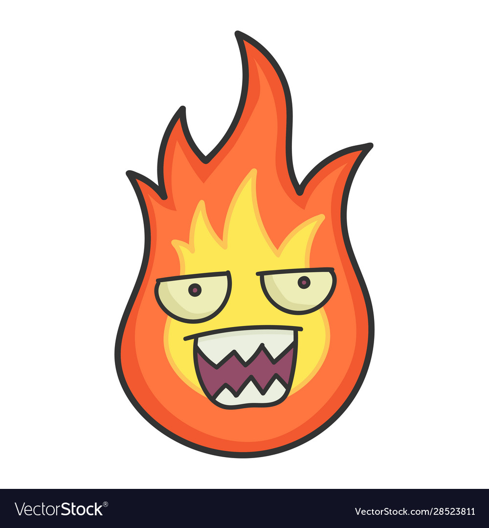 Angry fireball cartoon Royalty Free Vector Image