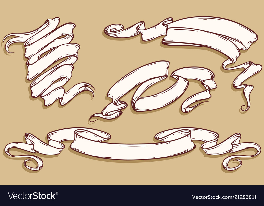 Antique style ribbons set vector image Antique style ribbons set