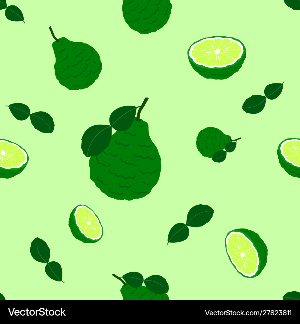 Bergamot seamless pattern background ber Vector Image
