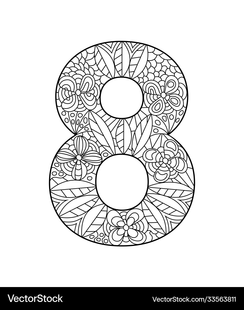Black and white for coloring figure eight Vector Image