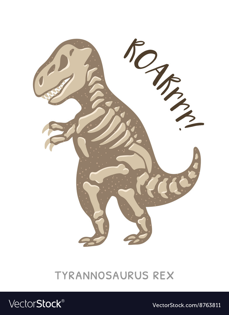 Cartoon tyrannosaurus rex dinosaur fossil Vector Image