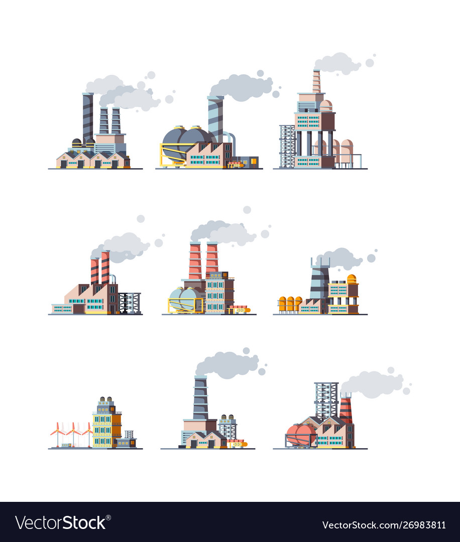 Factory Buildings Industrial Urban Power Vector Image