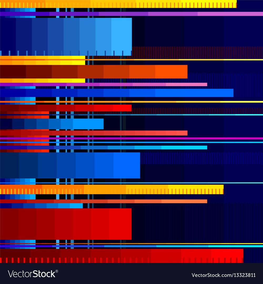Glitched horizontal stripes colorful night lights Vector Image