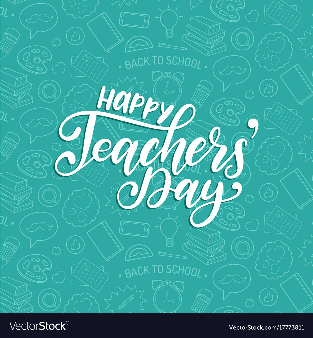 Happy teachers day poster card hand Royalty Free Vector