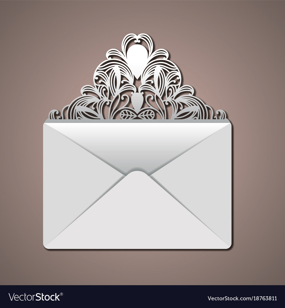 Laser cutting in flap envelope with decorative Vector Image
