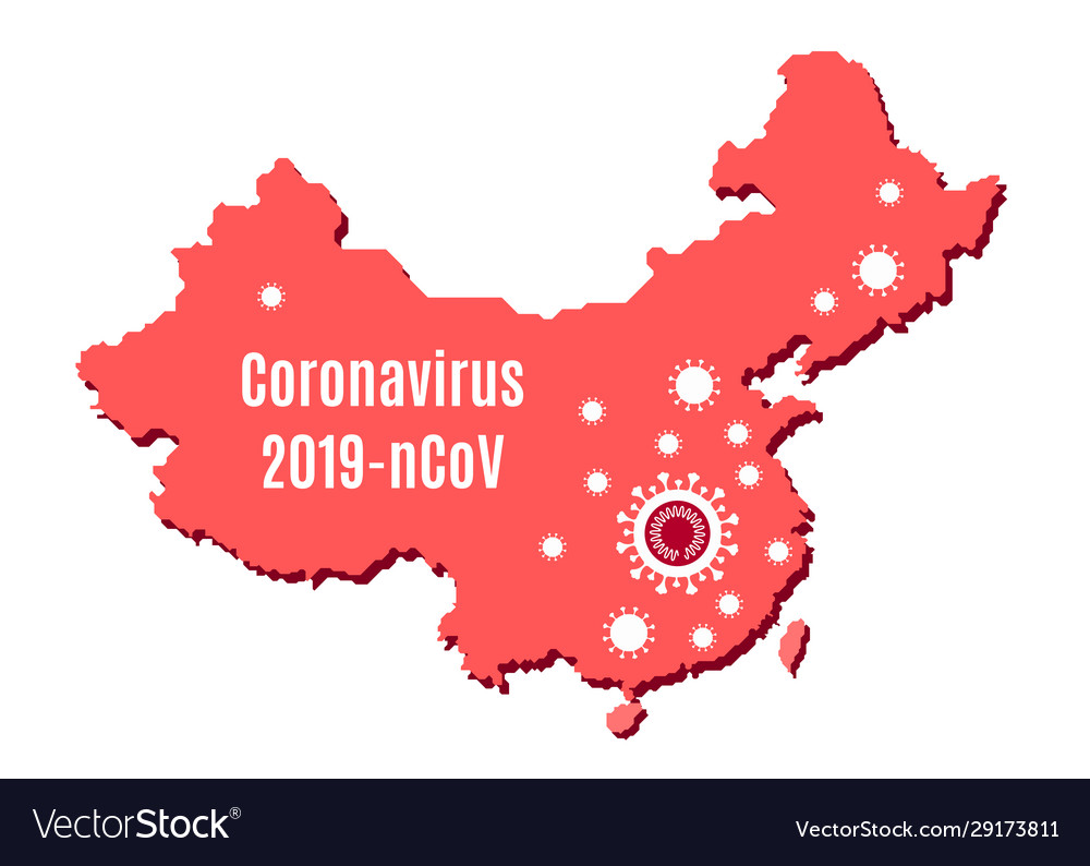 Map china and coronavirus outbreak in wuhan Vector Image