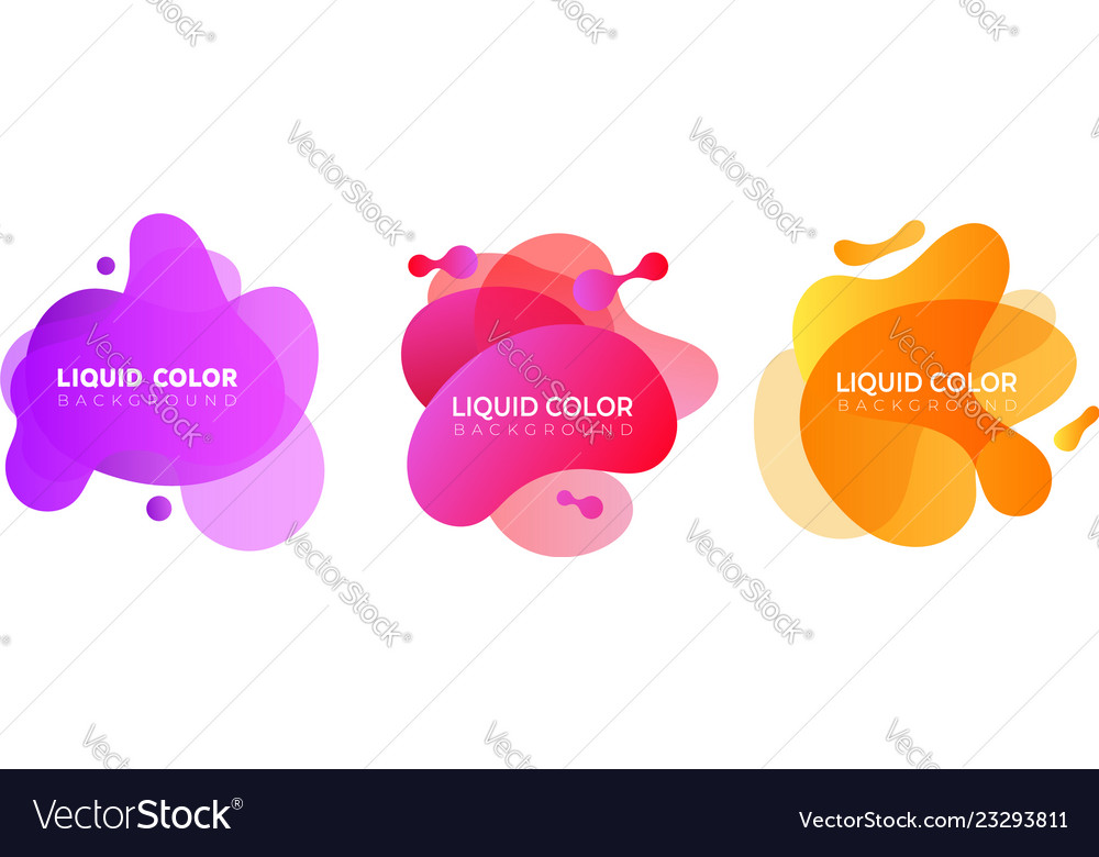 Set of graphic liquid color elements