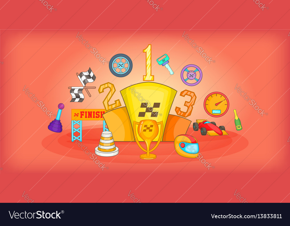 Sport Race Signs Horizontal Banner Cartoon Style Vector Image