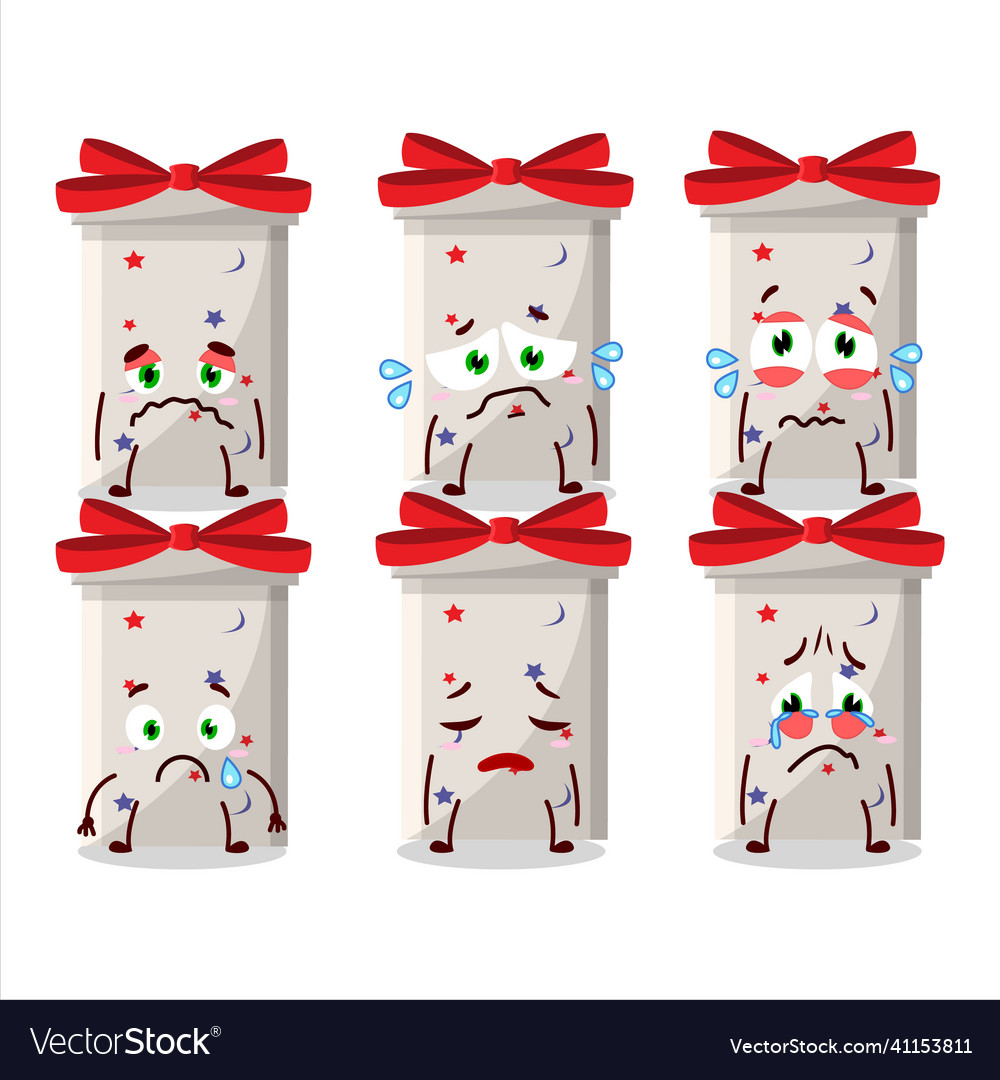 White long gift box cartoon character with sad