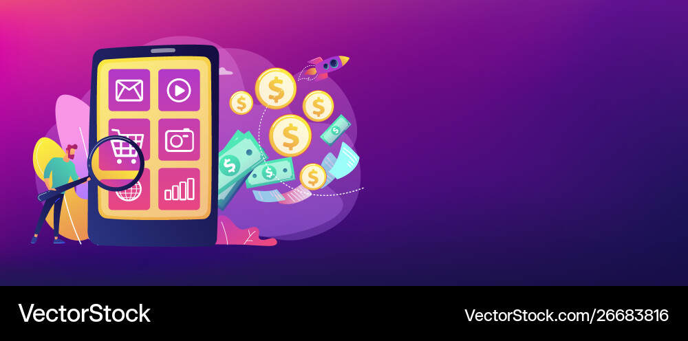 App Monetization Concept Banner Header Royalty Free Vector