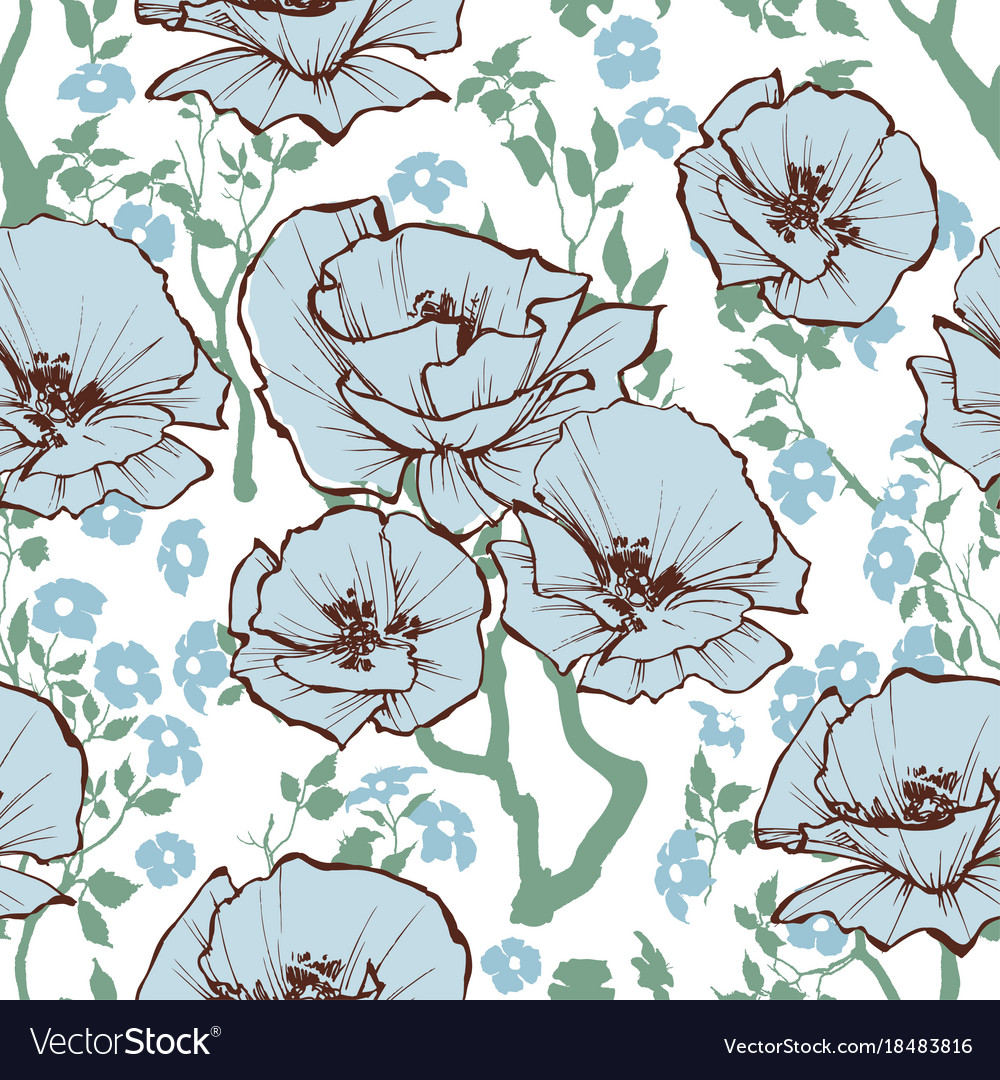 Blue flowers pattern a romantic old-fashioned Vector Image