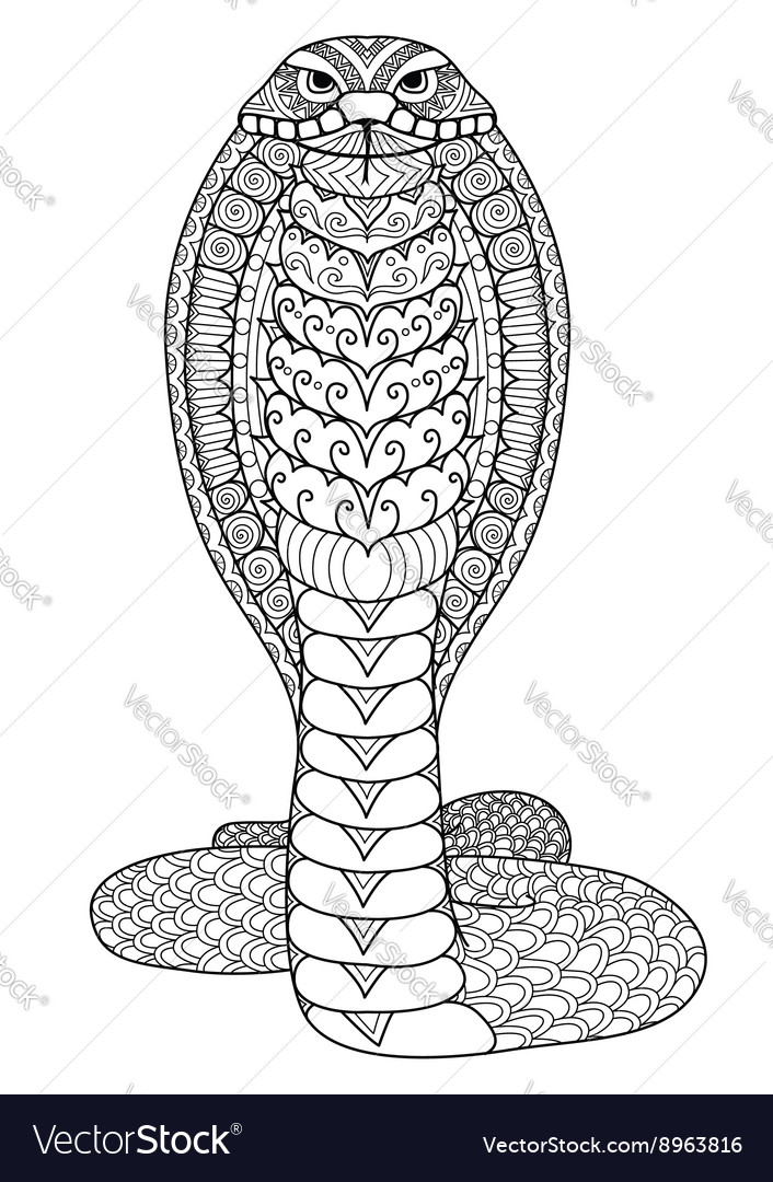 Clean lines doodle design of Cobra snake for adult